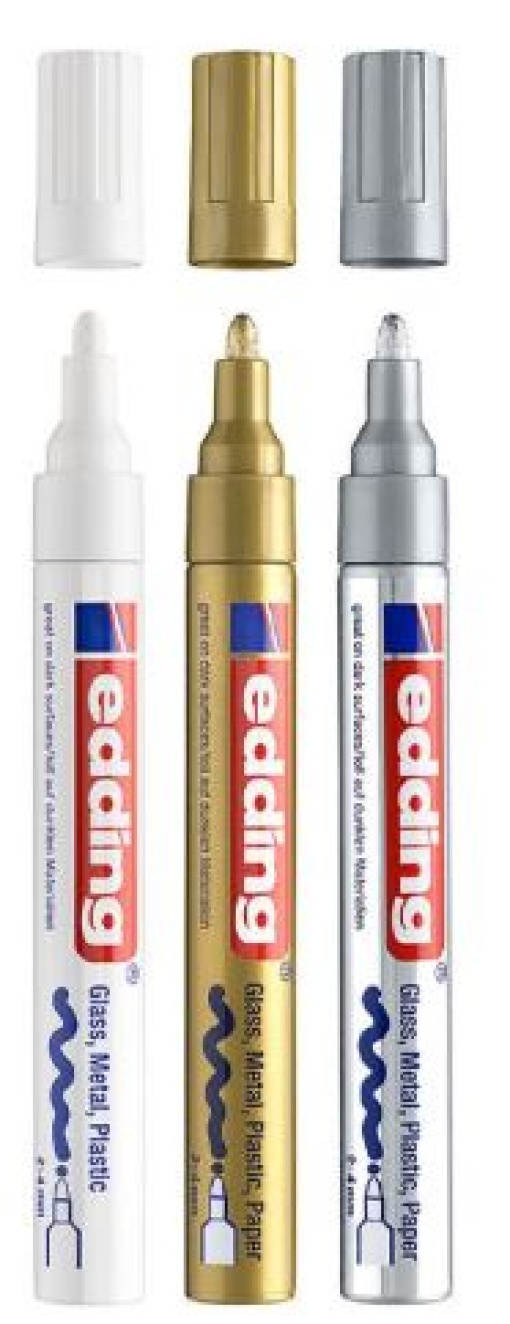 Marcador Permanente Edding 750 Blister 3Cores Metalicas