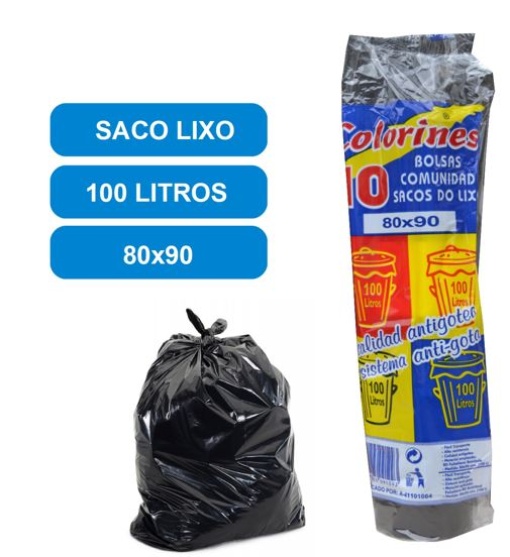 Saco Lixo Preto 100L 80x90 10un