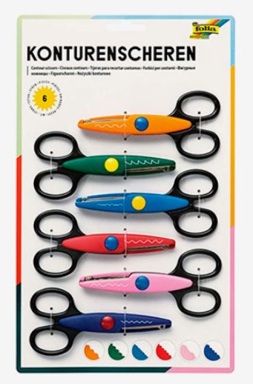 Tesoura Folia Zig-Zag Blister 6 Tesouras/Cortes (799/6)