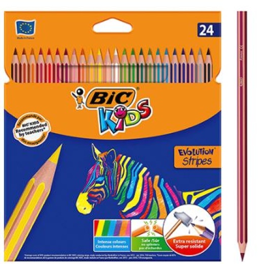 Lapis Cor Bic Kids Evolution Stripes Cx.24un