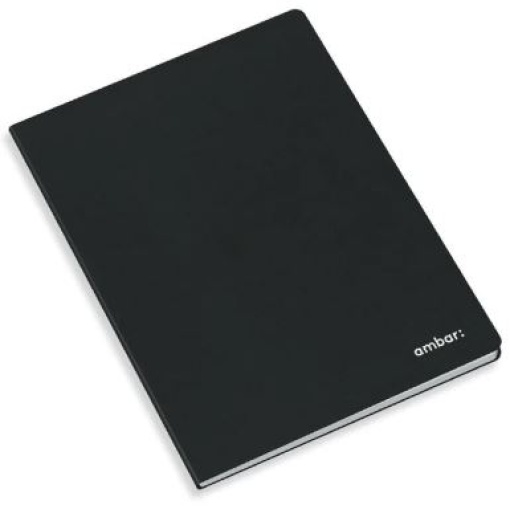 Caderno Agrafado Ambar Capa Preta A5 80fls Liso