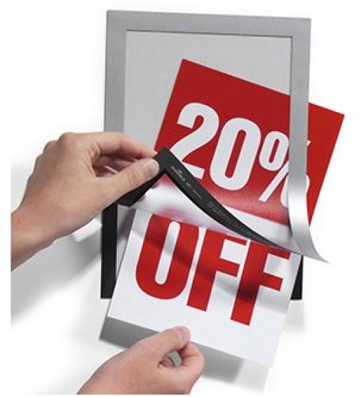 Moldura Porta Anuncios Duraframe Adesiva A5 Cinza 2un 