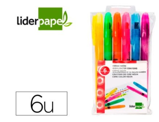 Marcador Cera Gel Liderpapel Fluorescente Estojo 6 Cores Sortidas (ZC10)