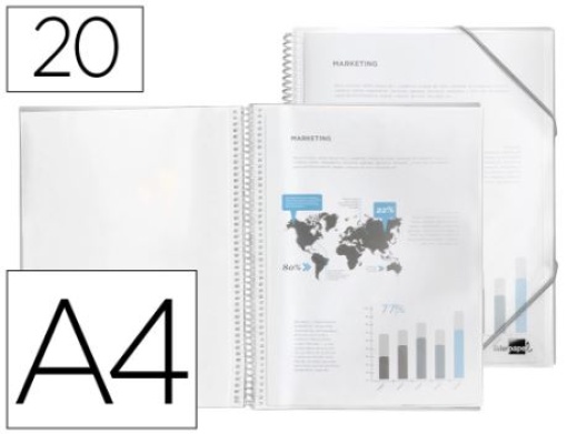 Capa Catalogo Liderpapel Com Espiral 20Bolsas A4 Transparente (EC53)