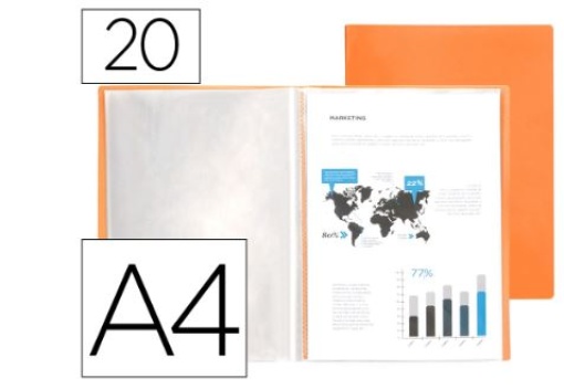 Capa Catalogo Liderpapel 20 Bolsas Polipropileno A4 Laranja Fluor Opaco (EC68)