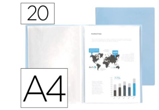 Capa Catalogo Liderpapel 20 Bolsas Polipropileno A4 Celeste Opaco (EC70)