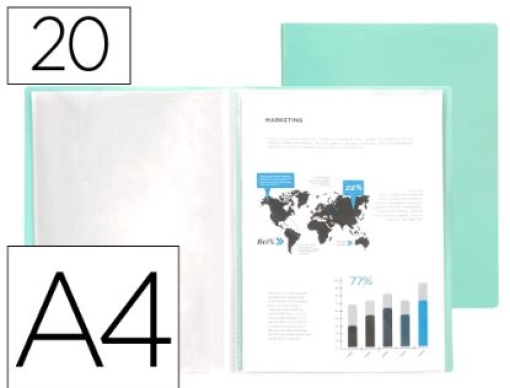 Capa Catalogo Liderpapel 20 Bolsas Polipropileno A4 Verde Maça Opaco (EC71)