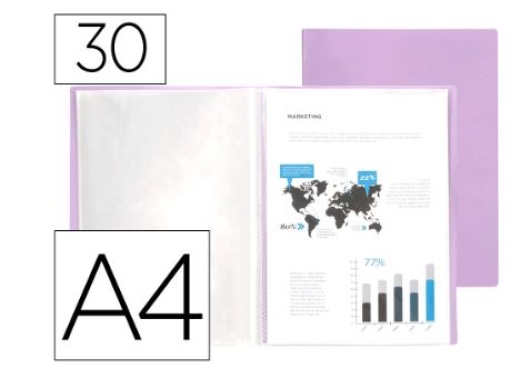 Capa Catalogo Liderpapel 30 Bolsas Polipropileno A4 Lavanda Opaco (EC75)