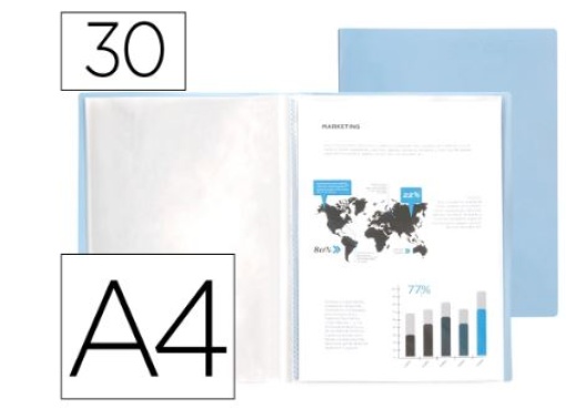 Capa Catalogo Liderpapel 30 Bolsas Polipropileno A4 Celeste Opaco (EC76)