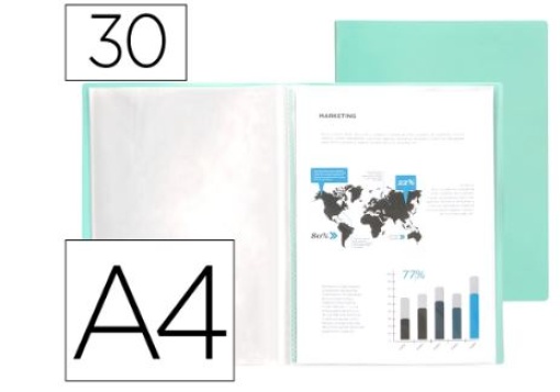 Capa Catalogo Liderpapel 30 Bolsas Polipropileno A4 Verde Maça Opaco (EC77)