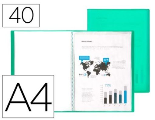 Capa Catalogo Liderpapel A4 40Bolsas Polipropileno Verde Translucido (EC78)