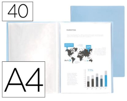 Capa Catalogo Liderpapel 40 Bolsas Polipropileno A4 Azul Celeste Opaco (EC82)