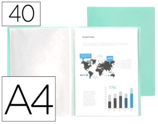 Capa Catalogo Liderpapel 40 Bolsas Polipropileno A4 Verde Maca Opaco (EC83)