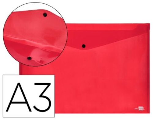 Bolsa Porta Documentos Liderpapel Com Mola A3 Vermelh Translucido (DS67)
