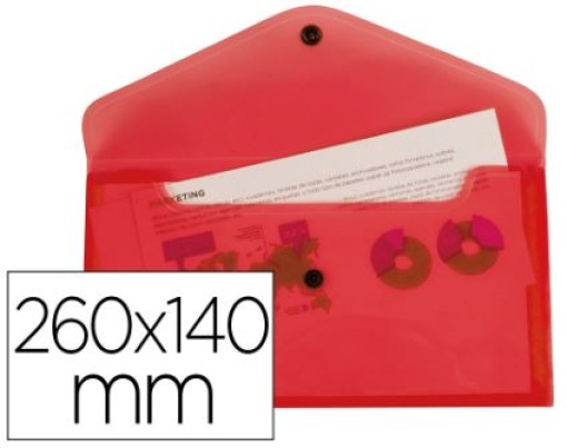 Bolsa Porta Documentos Liderpapel C/Fecho de Mola 26x14cm Vermelho Translucido