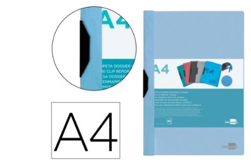 Bolsa Dossier Liderpapel Com Clip Lateral A4 Celeste (30Folhas) (DP24)