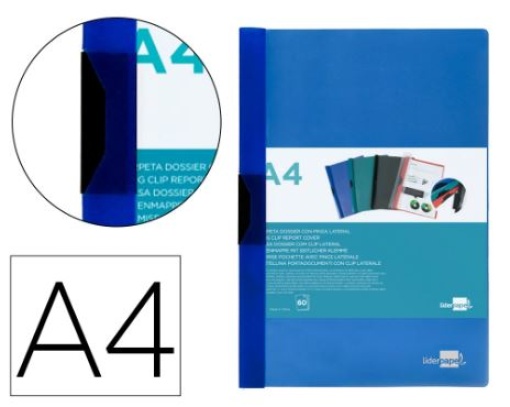 Bolsa Dossier Liderpapel Com Clip Lateral A4 Azul Translucido (60Folhas) (DP28)