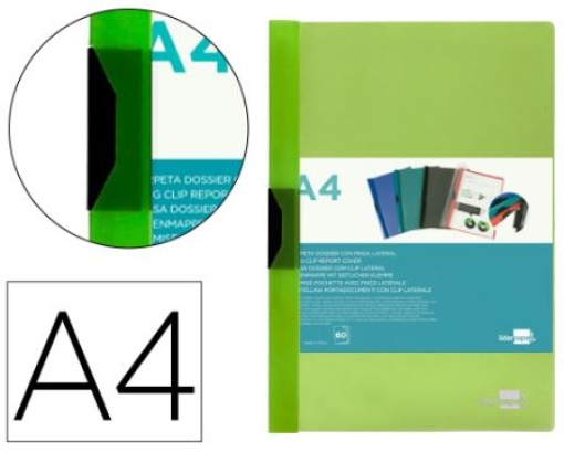 Bolsa Dossier Liderpapel Com Clip Lateral A4 Verde Translucido (60Folhas) (DP29)