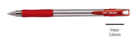 Esferográfica Uni-Ball Lakubo SG100 RuberGrip Vermelho 1mm