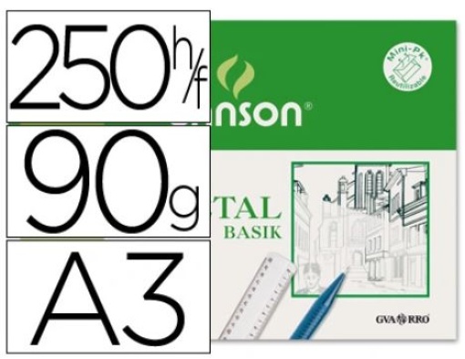 Papel Vegetal Canson Guarro A3 90-95gr Em Folha Emb.250fls