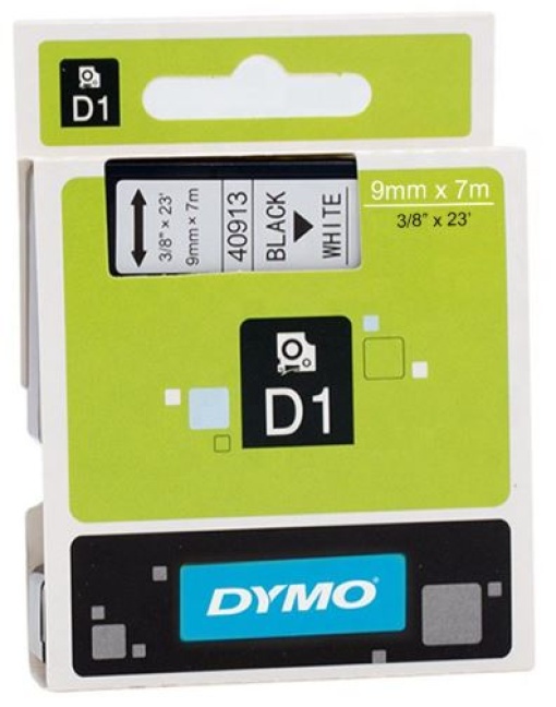 Fita Gravacao Dymo S0720680 D1 9mmx7m Preto/Branco (40913)(Texto Preto Fita Branca)
