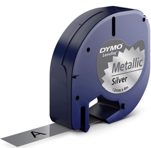 Fita Gravacao Dymo Letratag 12mmx4m Metal / Prata (91208) 