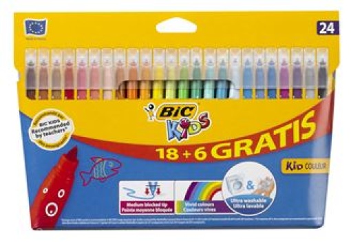 Marcador Feltro Bic Kids Couleur 24 Cores (18+6)