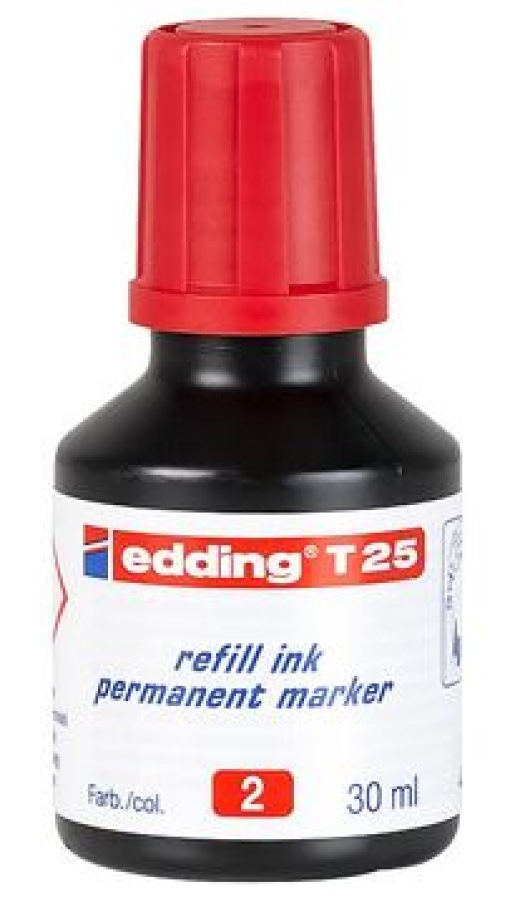 Recarga Marcadores Permanentes Edding T25 30ml Vermelho