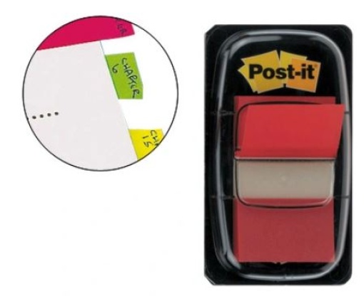 Bandas Separadoras Post-it Index 3M 25,4x43,1mm Vermelho Dispensador de 50uni