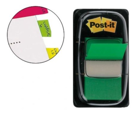 Bandas Separadoras Post-it Index 3M 25,4x43,1mm Verde Dispensador de 50uni