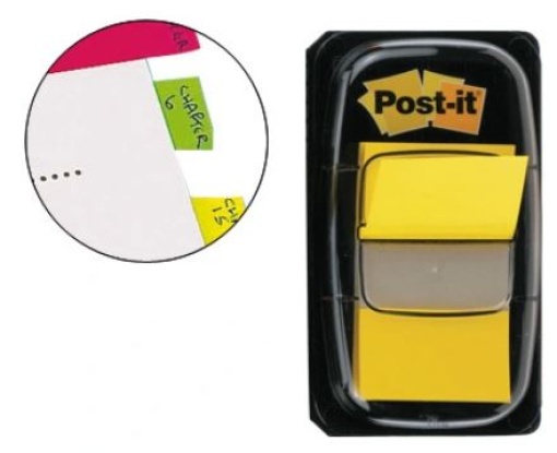 Bandas Separadoras Post-it Index 3M 25,4x43,1mm Amarelo Dispensador de 50uni