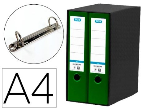 Modulo Elba 2 Pastas de Arquivo de Alavanca A4 c/ Rado 2 Aneis Verde 80 mm