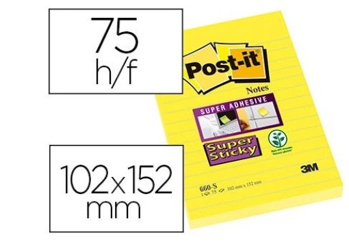 Bloco Notas Adesivas Post-it Super Sticky Pautado Amarelo Ultra 102x152mm