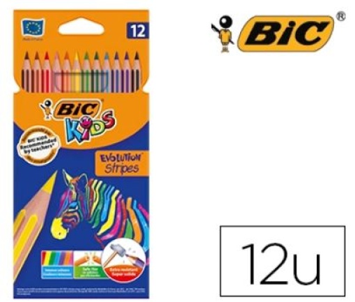 Lapis Cor Bic Evolution Stripes Cx.12 Cores