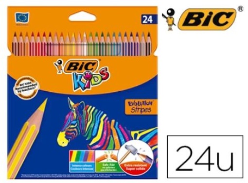 Lapis Cor Bic Evolution Stripes Cx.24 Cores