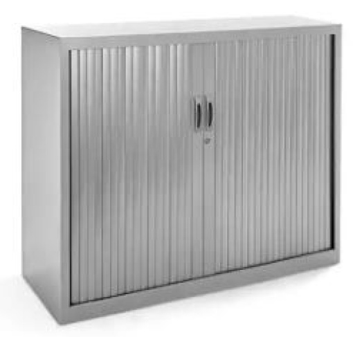 Armario de Escritorio Rocada Serie Store Metalico 120x105x45cm 2 Portas Tipo Persiana e 2 Prateleiras Cinza (1501AC00=