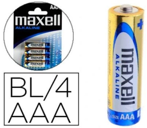 Pilha Maxell Alcalina 1.5V AAA LR03 Blister de 4 unidades
