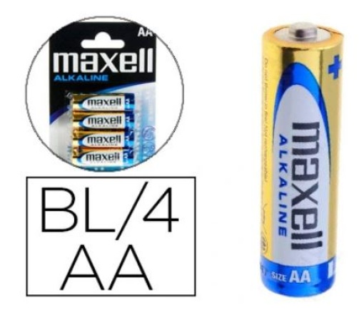 Pilha Maxell Alcalina 1.5V AA LR06 Blister de 4 unidades