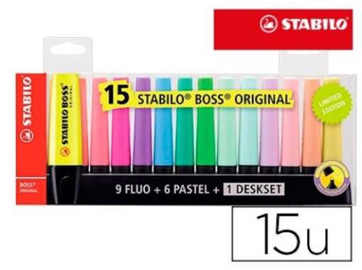 Marcador Fluorescente Stabilo Boss 70/15 Blister 15un Cores Sortidas