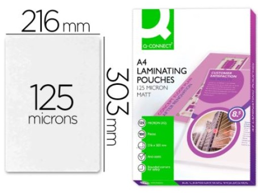 Bolsa Plastificaçao Q-Connect 216x303 A4 125mic Autoadesiva Cx.100  (KF16990)