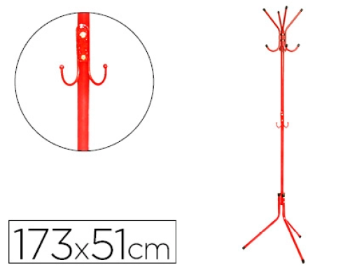 Cabide Q-Connect Metalico 8 Suportes Vermelho 173x51cm (KF17118)