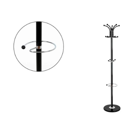 Cabide Q-Connect Metalico 10 Suportes e Porta Guarda Chuva Preto 174x40cm (KF17119)