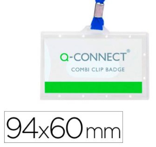 Identificador Q-Connect Plastico Rigido Pendurar Ao Pescoço 94x60mm Cordao Azul (KF17112)