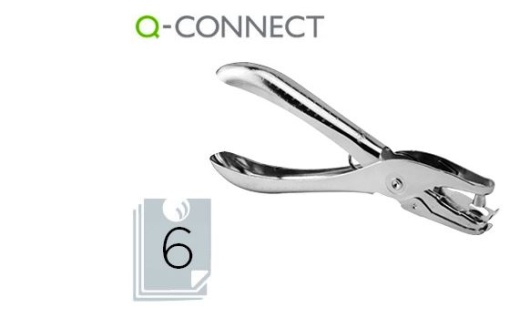 Furador Q-connect Alavanca Metalica Cromado 1 Furo Abertura 6 mm Cap. 6 Flh.