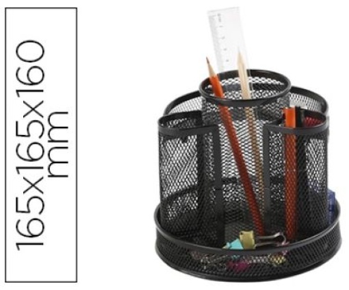 Organizador Secretaria Q-Connect Metalico Giratorio Preto 165x165x160mm (KF17294)