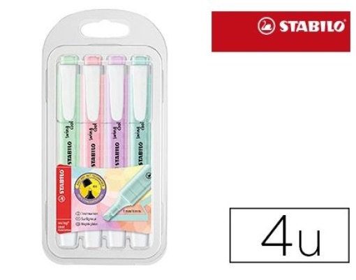 Marcador Fluorescente Stabilo Swing Cool Pastel Bolsa 4 unid. Cores Sortidas (275/4-08)
