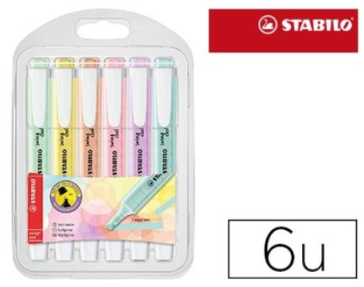 Marcador Stabilo Fluorescente Swing Cool Pastel Bolsa de 6Cores Sortidas
