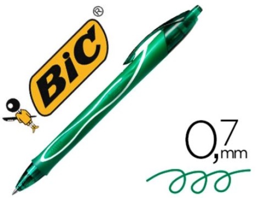 Esferografica Gel Bic Gelocity Quick Dry Retratil 0.7mm Verde