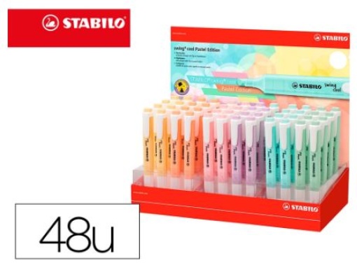 Marcador Stabilo Fluorescente Swing Cool Pastel Expositor de 48un em 6 Cores Sortidas