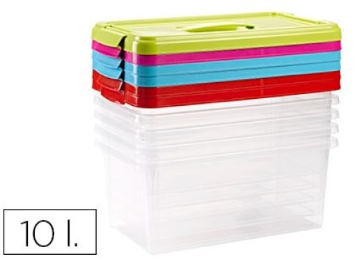 Caixa Multiusos Plastico 10L Nº 24 C/Tampa Cor e Asa 385x230x175mm
